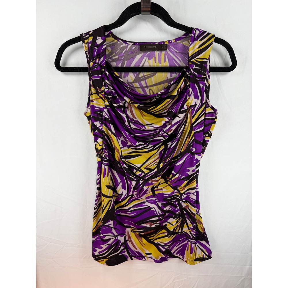 The Limited Womens Purple Yellow Abstract Print  Sleeveless Top Small y2k